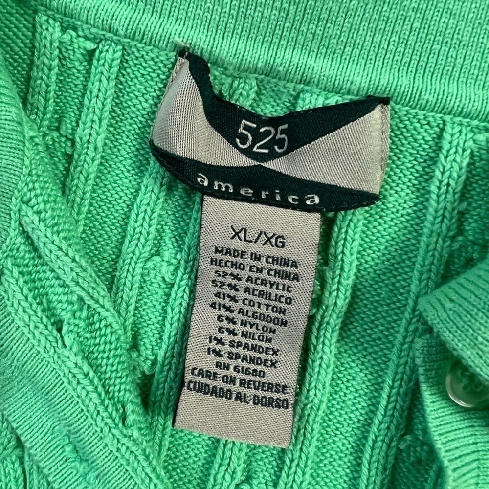 525 America Green Cable Knit Polo Sweater - Picture 3 of 4
